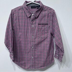 Calvin Klein Jeans Boys Checkered‎ Button Down Long Sleeve Shirt Size 4